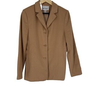 Vintage Lord & Taylor Womens Wool Cashmere Blazer Size 10 Camel Classic Academia